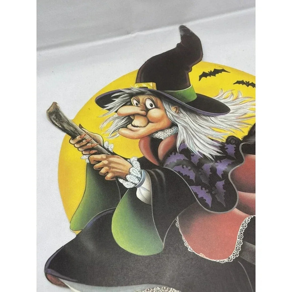 NOS Vintage 1983 BEISTLE Halloween 2 Sided Witch On Broom Cutout Decoration 16" - Picture 10 of 16